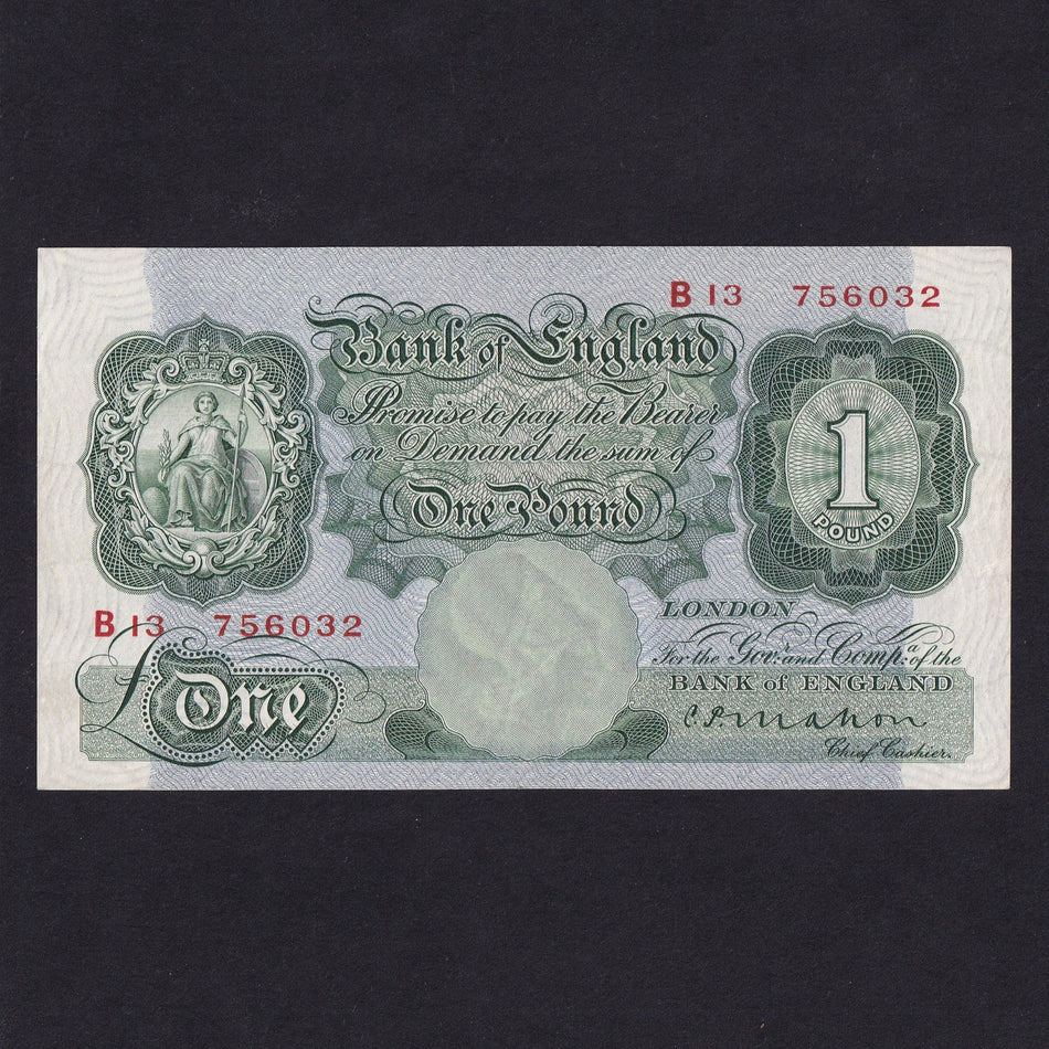 Bank of England (B212) Mahon, £1, B13, pressed, Good Fine