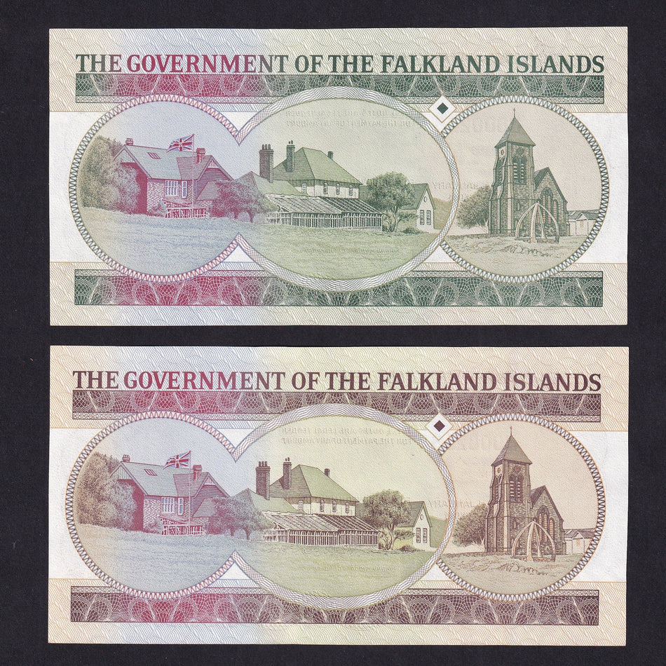 Falkland Islands (P18 & P19) £10 & £20 pair, 2011, B000216, UNC