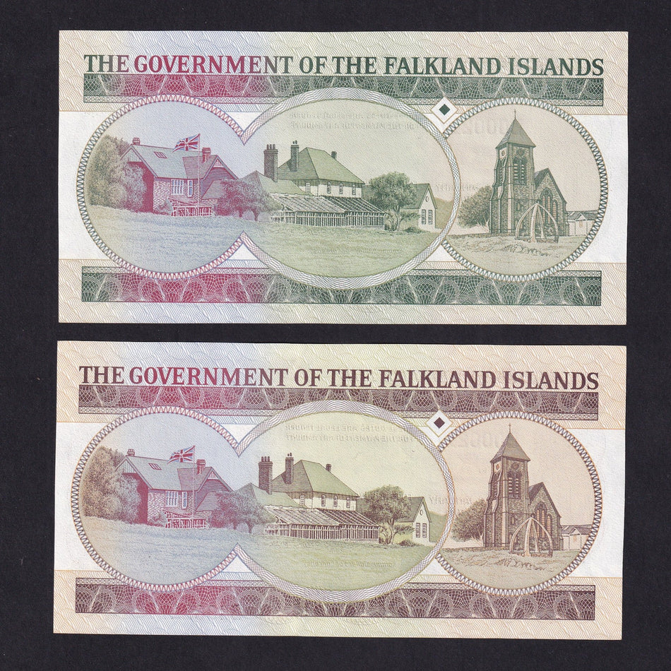 Falkland Islands (P18 & P19) £10 & £20 pair, 2011, B000217, UNC