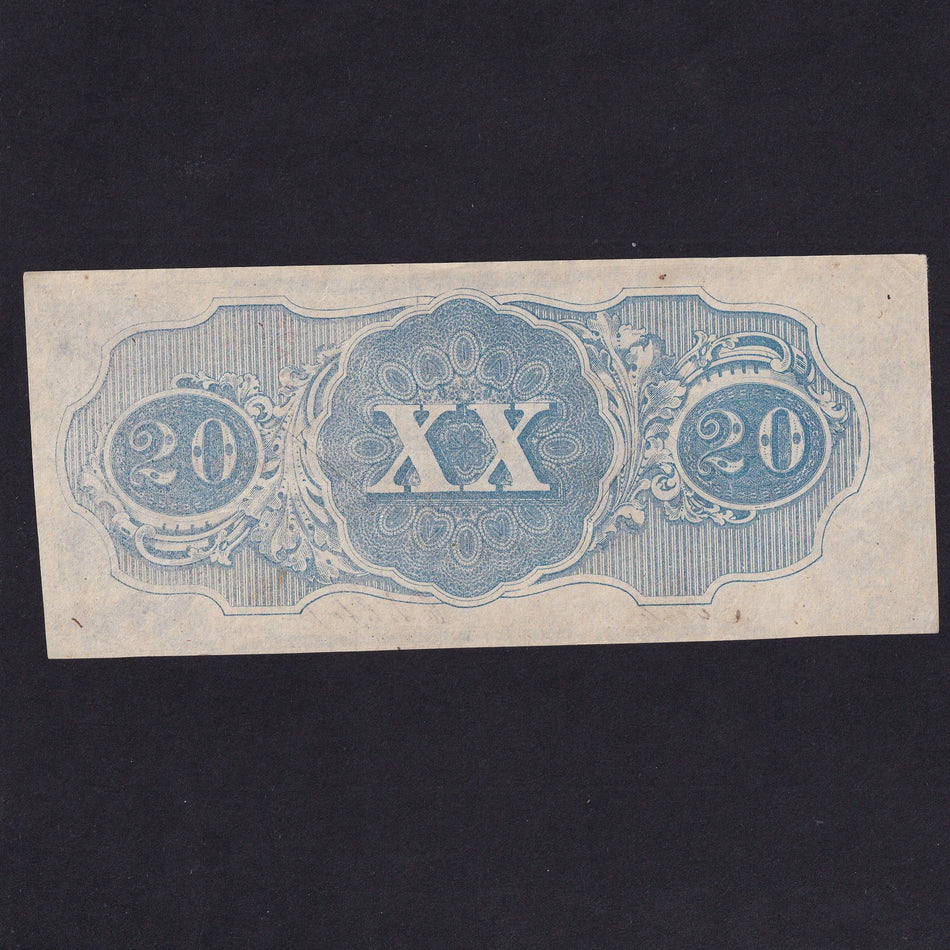 Confederate States (P61) $20, 1863, 1st series, printed K&B, red 'May, 1863', cut cancelled, Good EF