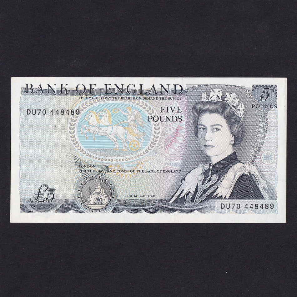 Bank of England (B343a) Somerset, £5 error, missing signature, DU70 448489, Good EF