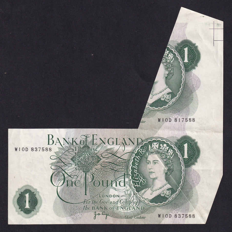 Bank of England (B320) Page, £1 error, extra paper, W10D, EF