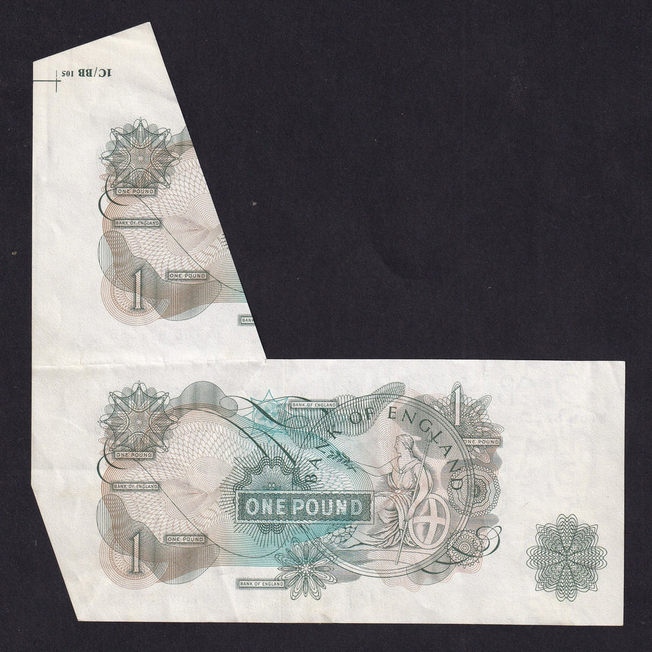 Bank of England (B320) Page, £1 error, extra paper, W10D, EF