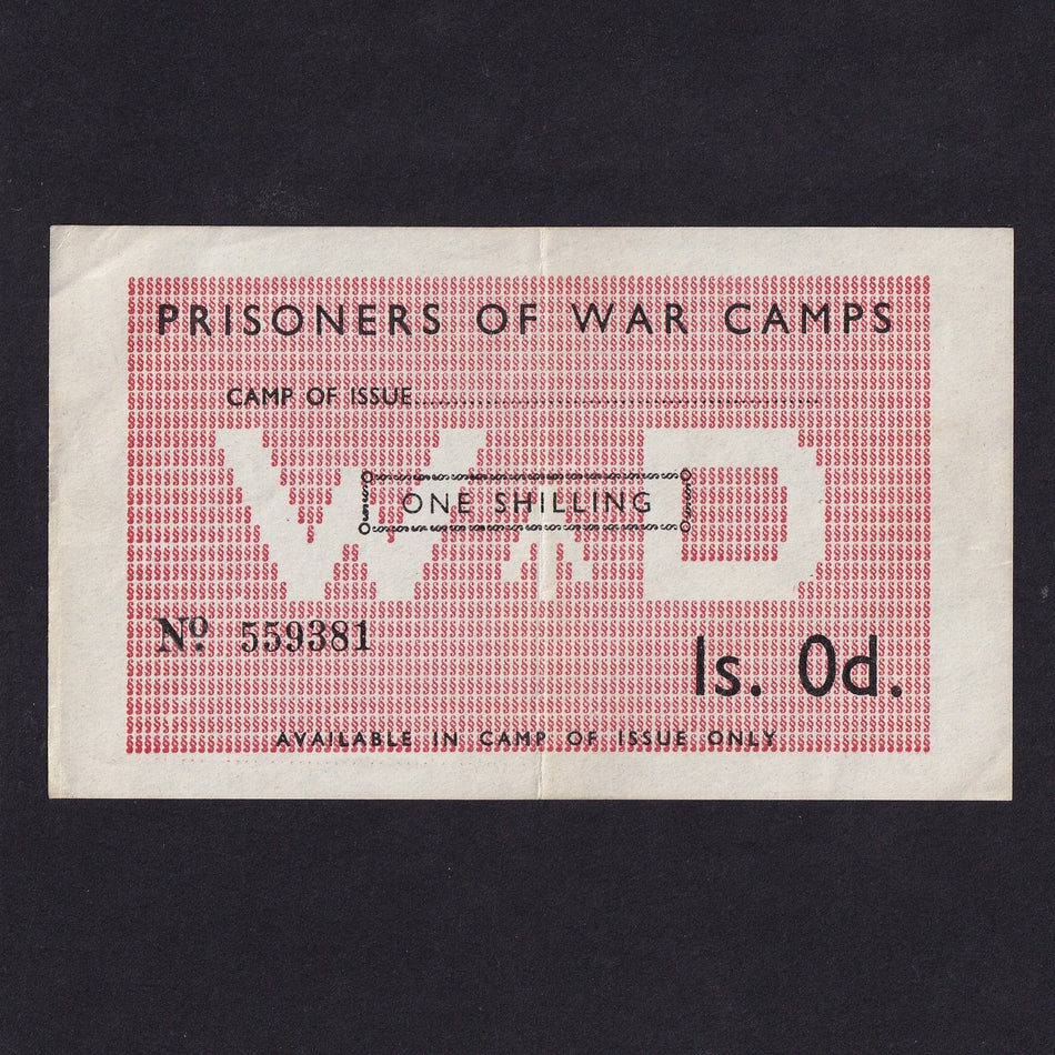 POW Camps for Axis, 1 Shilling, no. 559381, unissued, Campbell 5017b, Good VF