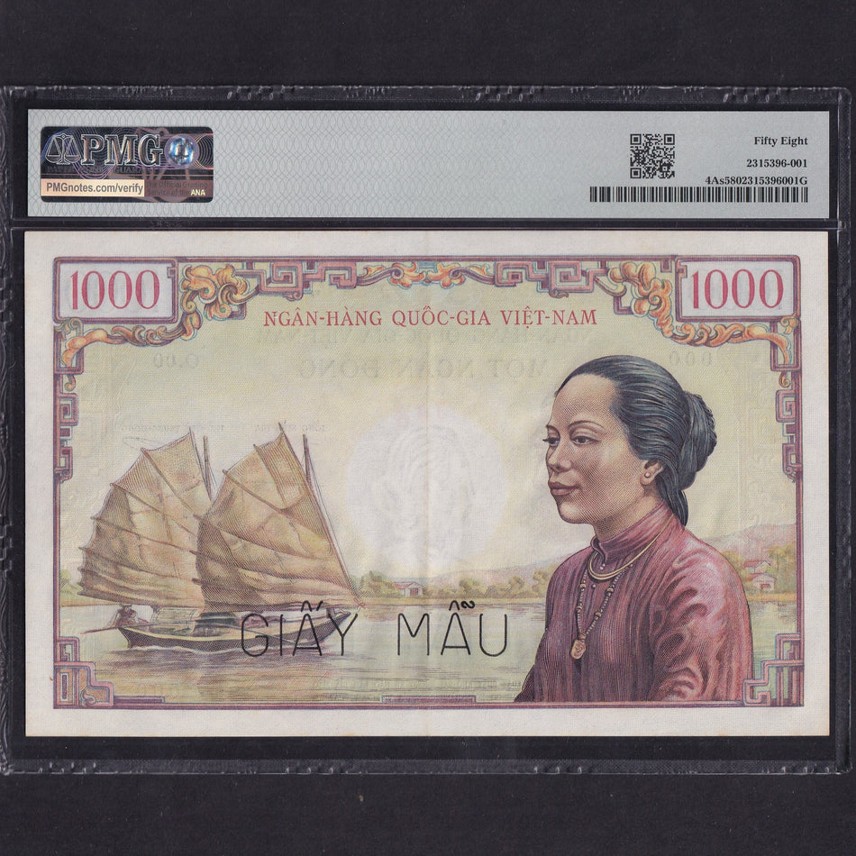 Vietnam (P4As) 1000 Dong specimen, ND (1955-56), PMG58, A/UNC