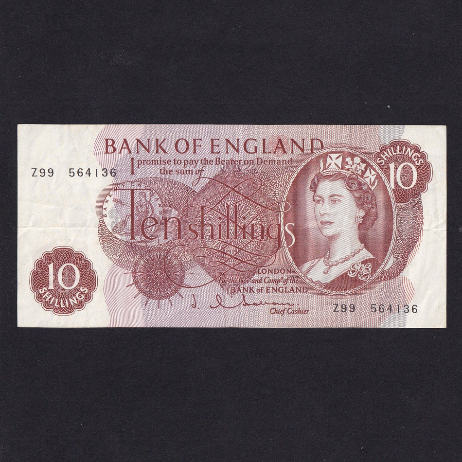 Bank of England (B294) Hollom, 10 Shillings, last million, Z99, VF