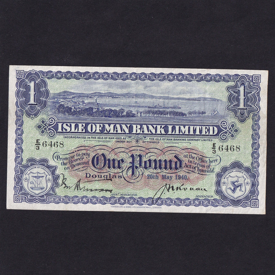 Isle of Man (P.6b) IOM Bank Limited, £1, 20th May 1940, E/3 6468, Ronan/ Watterson, M279, pressed, VF