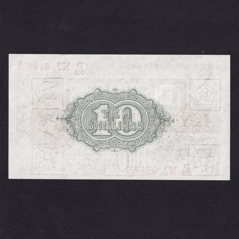 Treasury Series (T26) Fisher, 10 Shillings, D53 604972, red dash, A/UNC