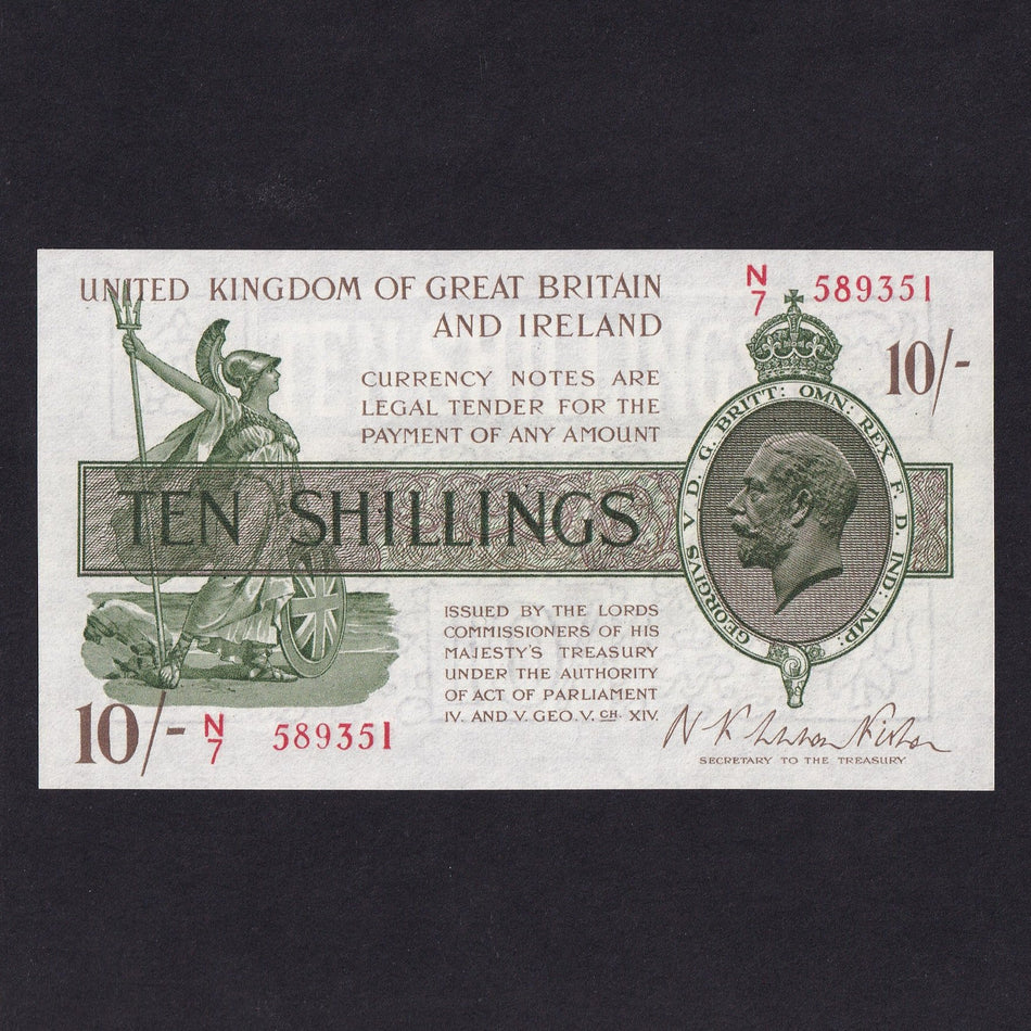 Treasury Series (T30) Fisher, 10 Shillings, N7 589351, watermark composite, A/UNC