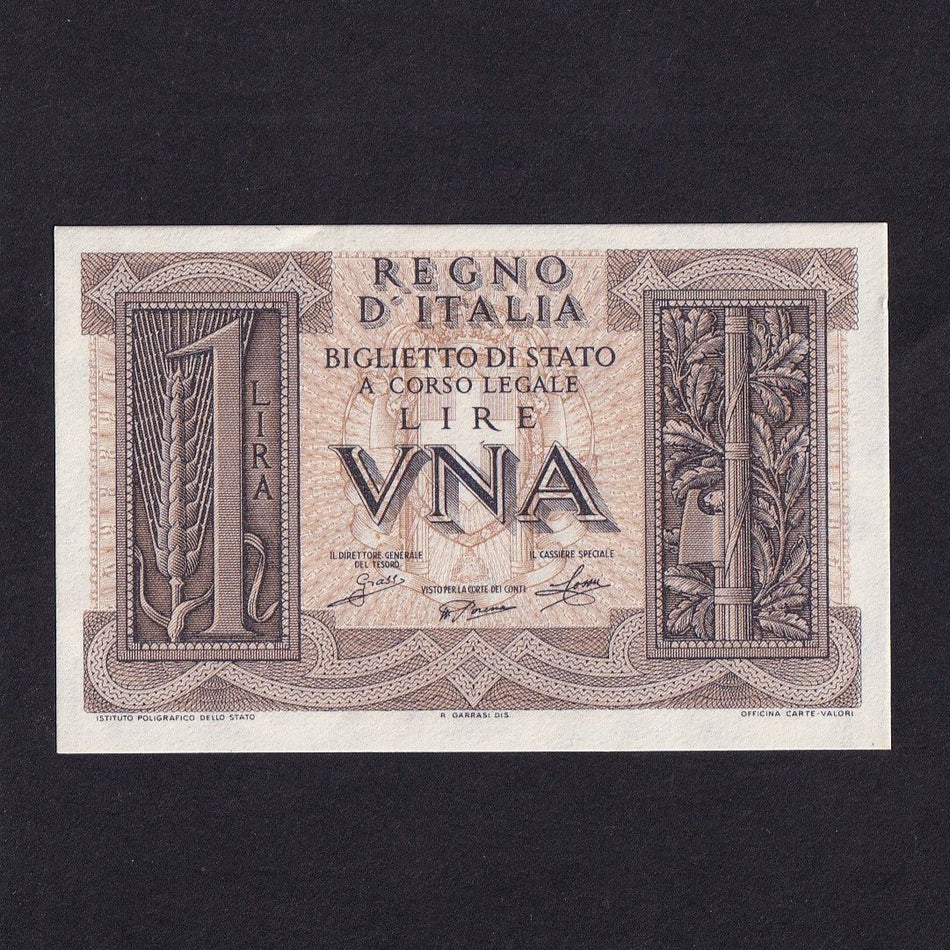 Italy (P26) 1 Lire, 1939, Caesar Augustus on reverse, A/UNC