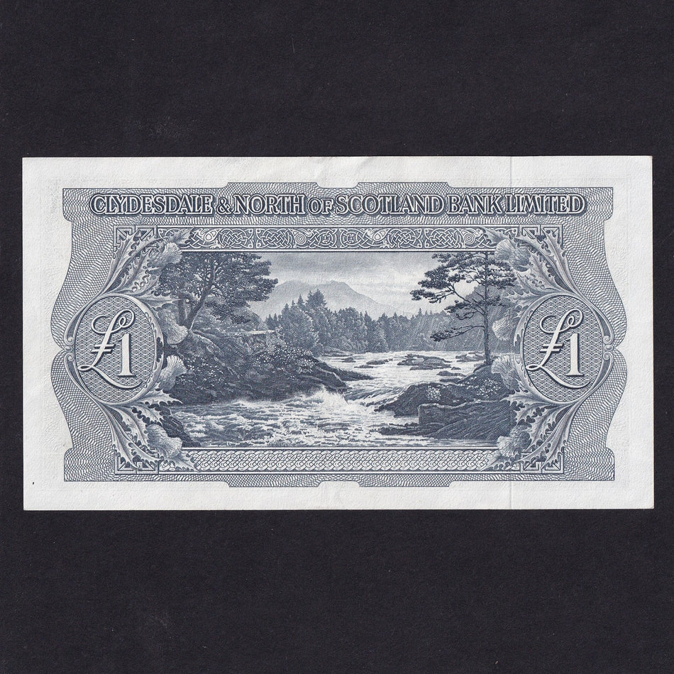 Scotland (P191b) Clydesdale & North of Scotland Bank, £1, 1st November 1956, A/P 011167, Campbell, PMS CL24b, Good VF