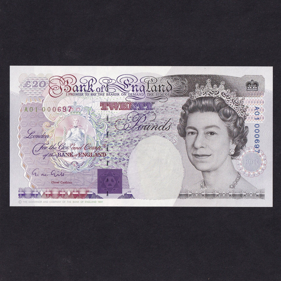 Bank of England (B358) Gill, £20, A01 000697, from C116, UNC