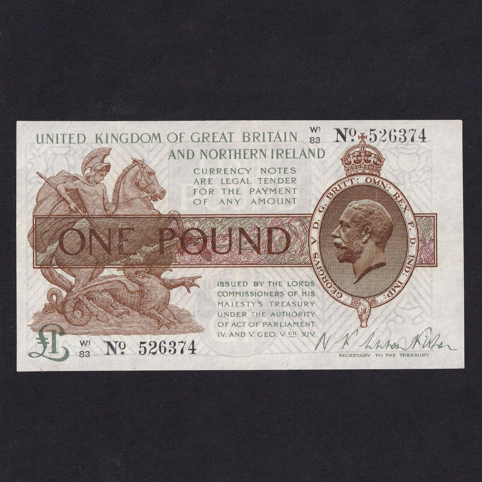 Treasury Series (T34) Fisher, £1, Northern Ireland, W1/83 526374, expertly pressed, Good VF