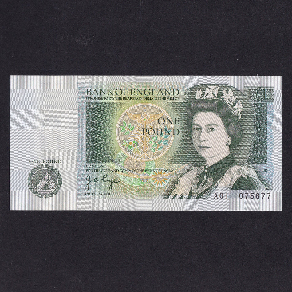 Bank of England (B337) Page, £1, first million, A01, UNC