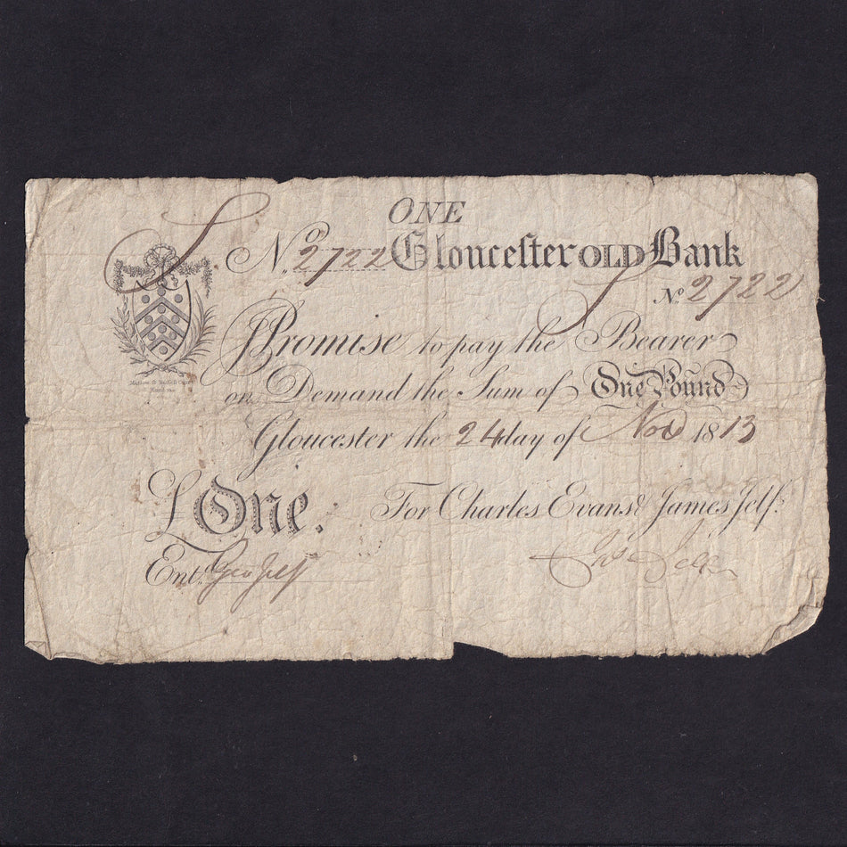 Provincial - Gloucester Old Bank, £1, 1814, signed Jas Self, note 27221, Outing 822h, VG/Fine