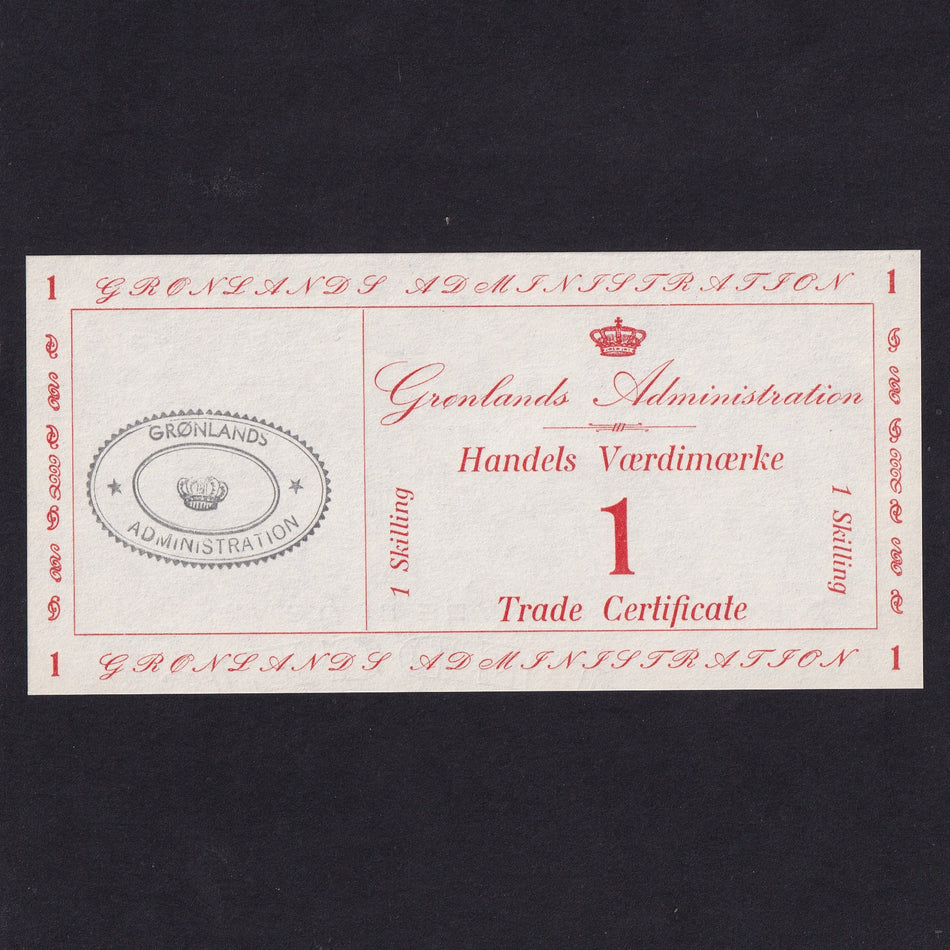 Greenland (PM8) 1 Skilling, 1942, trade certificate, handstamp, UNC