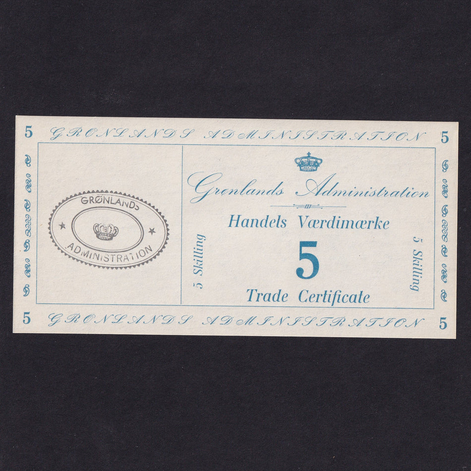 Greenland (PM9) 5 Skilling, 1942, trade certificate, handstamp, UNC