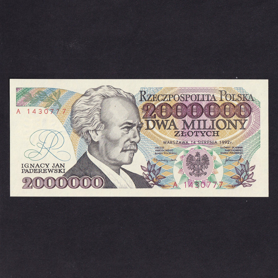 Poland (P158a) 2,000,000 Zloty, 1992, misspelling KONSTYTUCYJY, A1430777, UNC