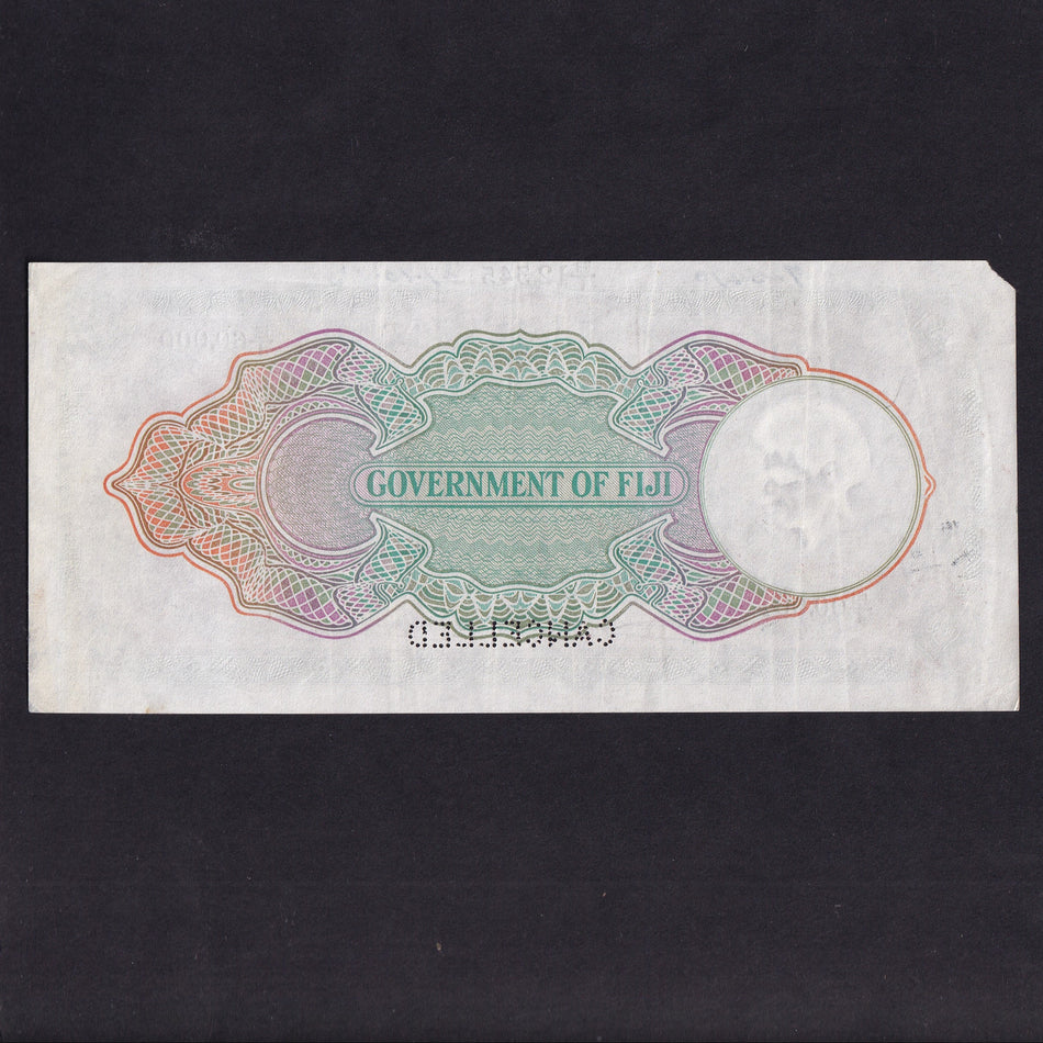 Fiji (P33a) £1 specimen, 1st January 1934, King George V, missing corner, VF