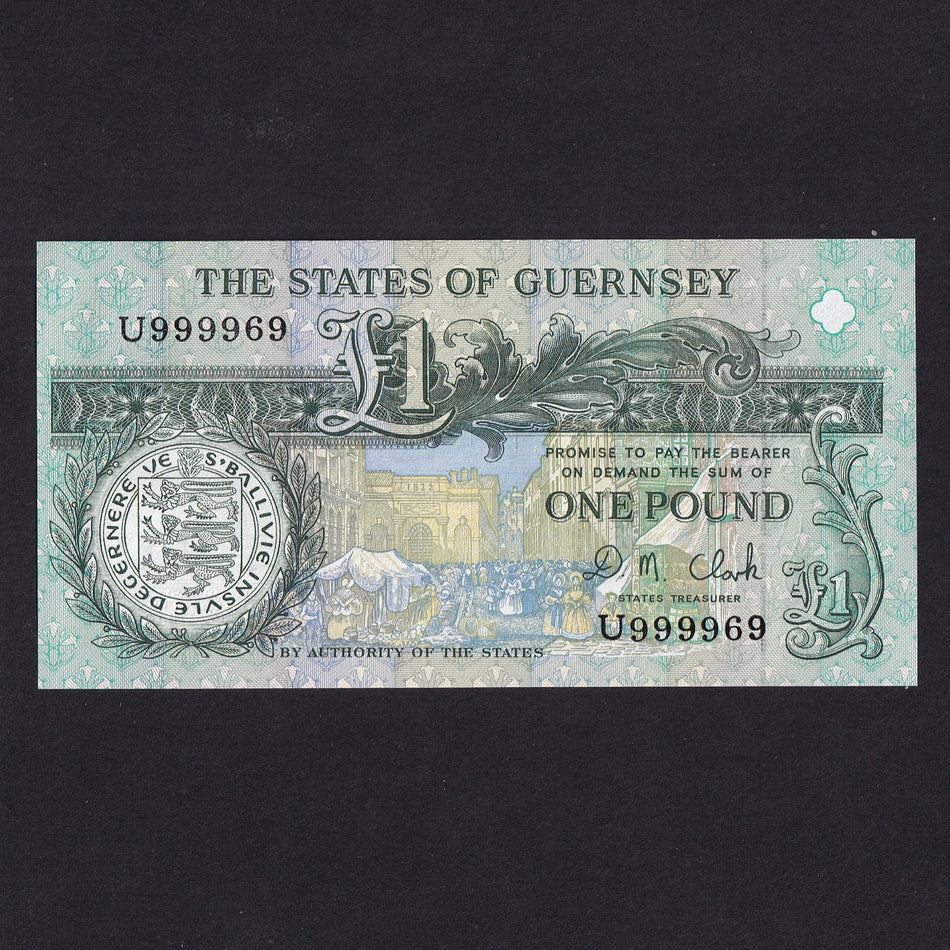 Guernsey (P52c) £1, 1993-2001, Clark signature but U99996x, last of prefix, UNC