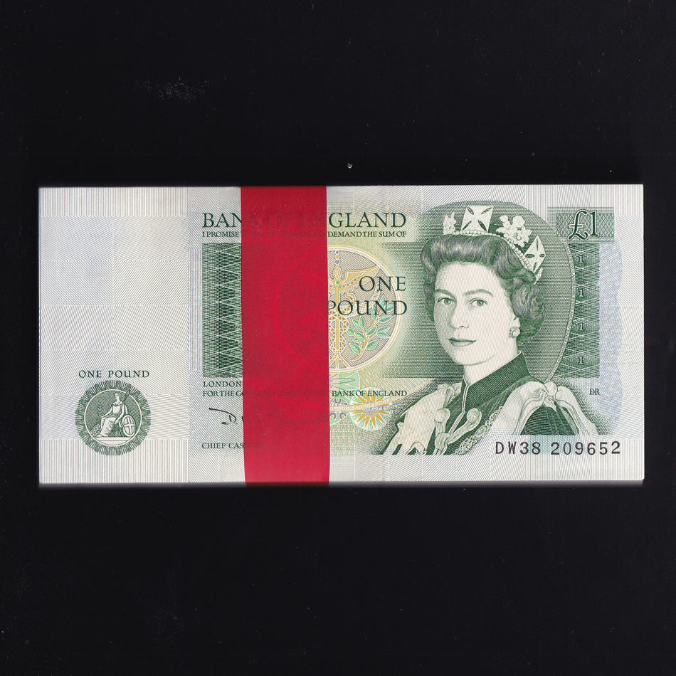 Bank of England (B341) Somerset, £1 bundle of 100, DW38 209652/ 209752, count crease, A/UNC