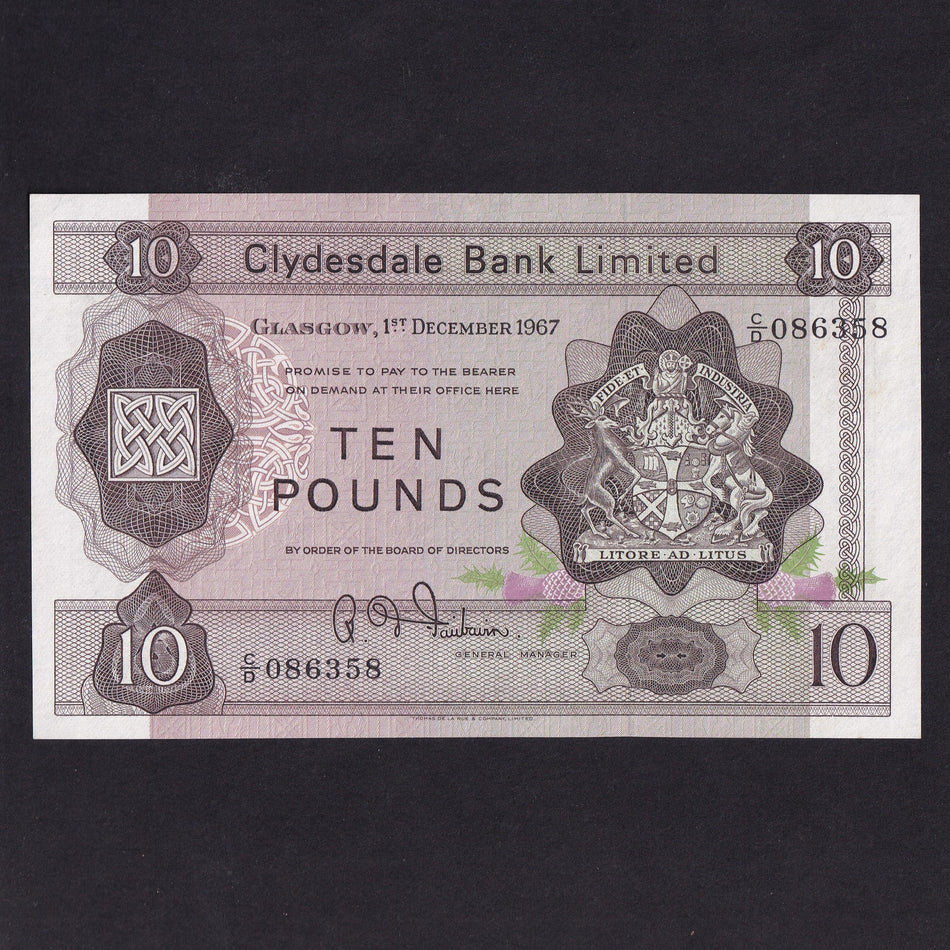 Scotland (P199) Clydesdale Bank Limited, £10, 1st December 1967, PMS CL32, EF