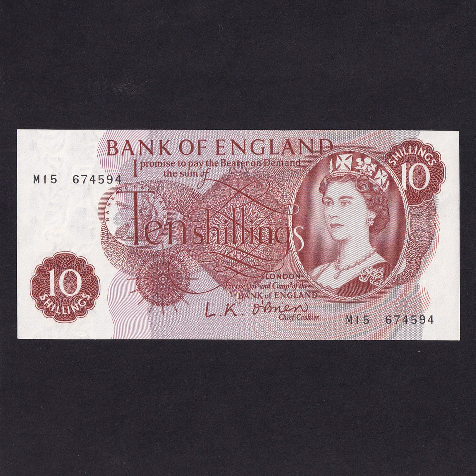 Bank of England (B287) O'Brien, 10 Shillings replacement, M15, count crease, A/UNC