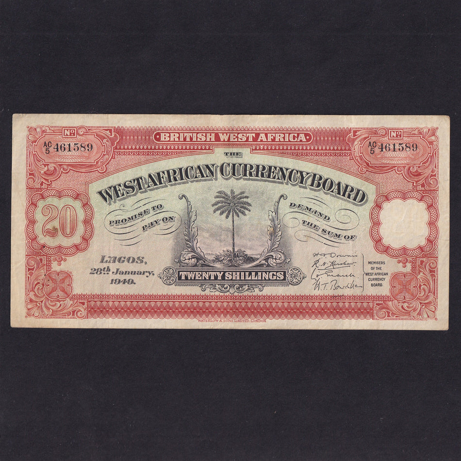 British West Africa (P.8b) 20 Shillings, 28th January 1949, AC5 461589, VF