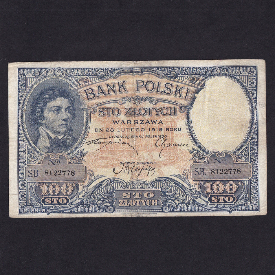 Poland (P57) 100 Zloty, 1919, SB 8122778, Fine