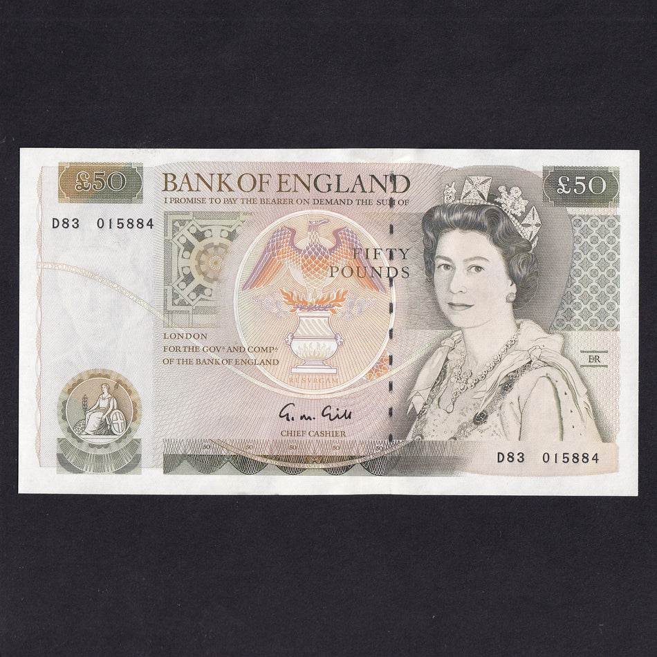 Bank of England (B356) Gill, £50, D83, count crease, A/UNC