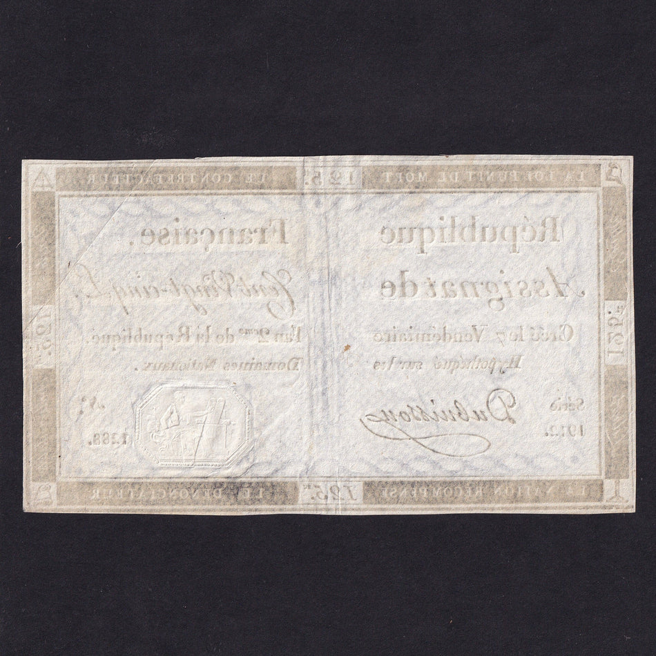 France (Assignats, PA74) 125 Livres, 1793, series 1912, Dubuisson, EF