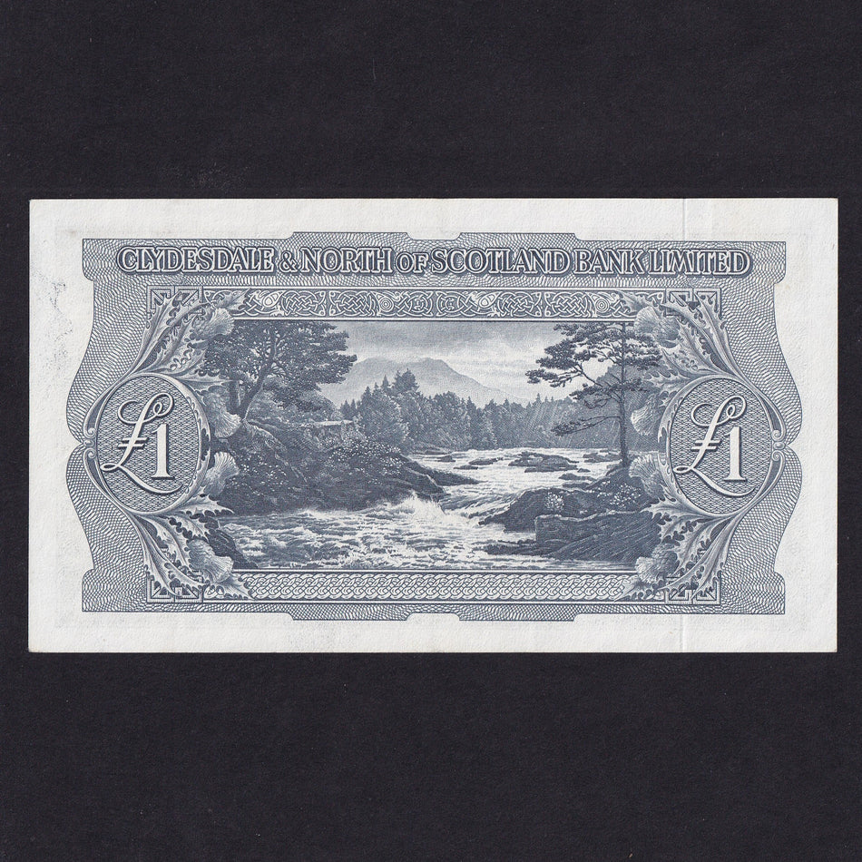 Scotland (P191b) Clydesdale & North of Scotland Bank, £1, 1st November 1956, Campbell, A/N 540146, PMS CL24b, Good EF