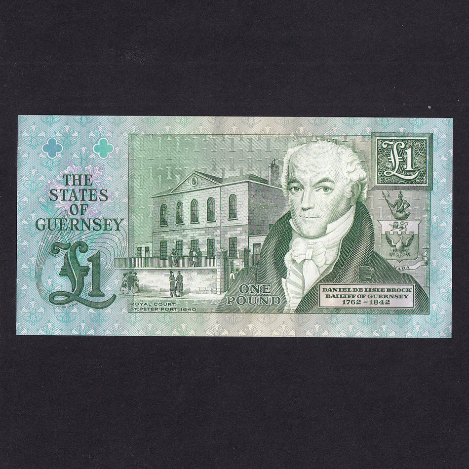 Guernsey (P52b) £1, 1993-2001, Trestain signature but Q99996x, last of prefix, UNC