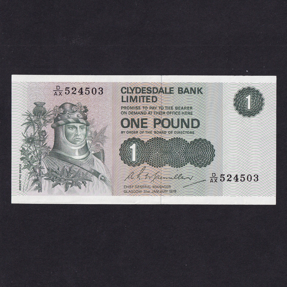 Scotland (P204c) Clydesdale Bank, £1, 1978/79, MacMillan, Chief General Manager, PMS CL35c, UNC