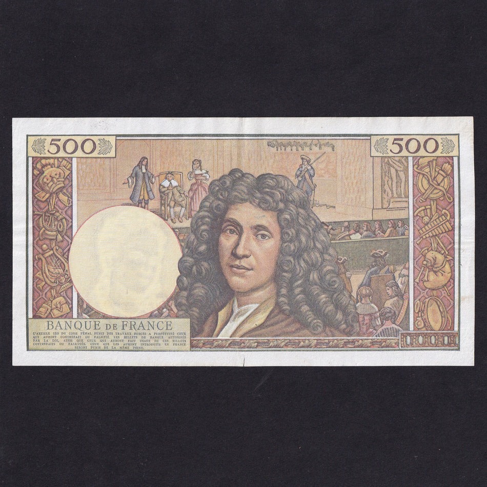 France (P145a) 500 NF, 1960, E.4 33942, pressed with a 4mm tear, VF, still a scarce note