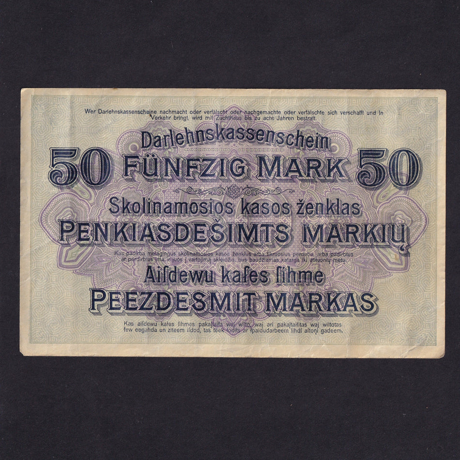 Germany (PR132) 50 Mark, State Loan, East Bank, circulated in Lithuania, Fine