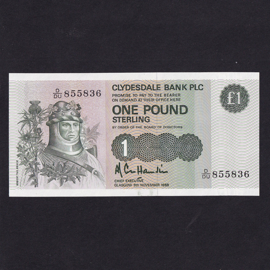 Scotland (P211d) Clydesdale Bank, £1, 1988, Hamilton, Chief Executive, PMS CL41d, UNC