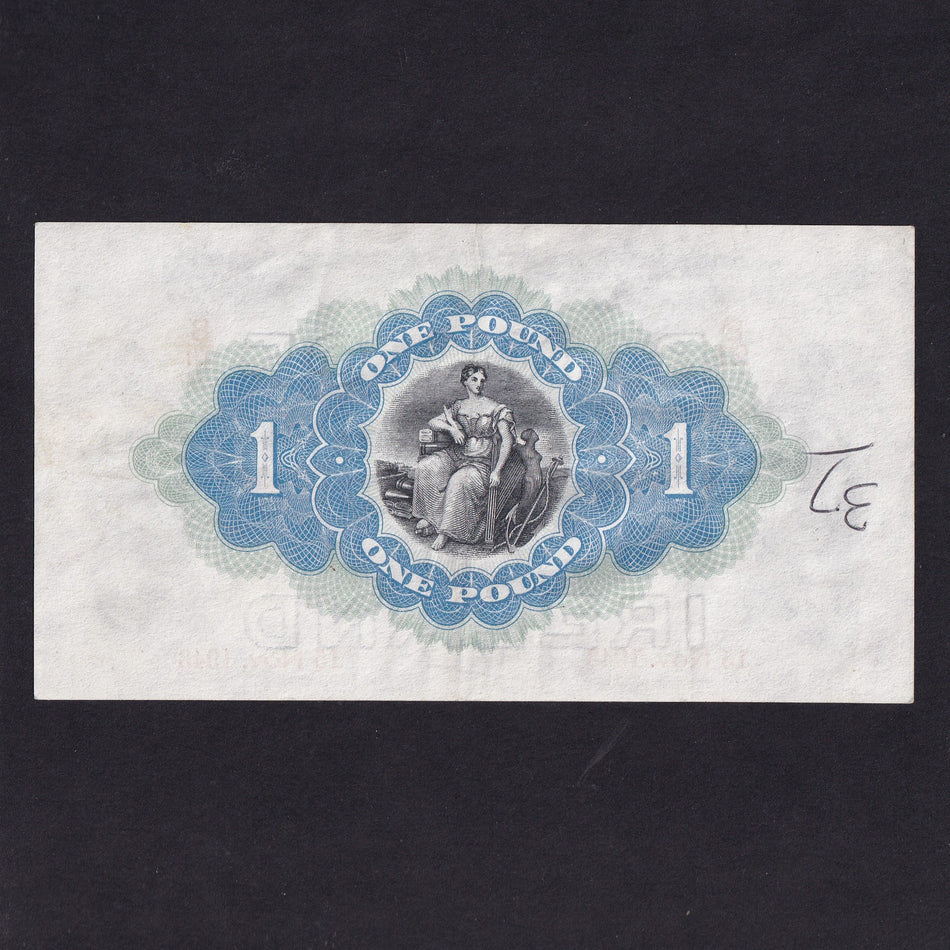 Northern Ireland (P55b) Bank of Ireland, Belfast, £1, 15th November 1943, Adams signature, B21 223937, biro mark reverse, Good EF