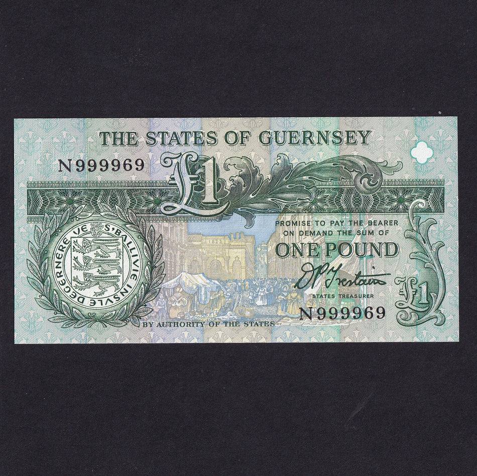 Guernsey (P52b) £1, 1993-2001, Trestain signature, but N99996x, last of prefix, UNC