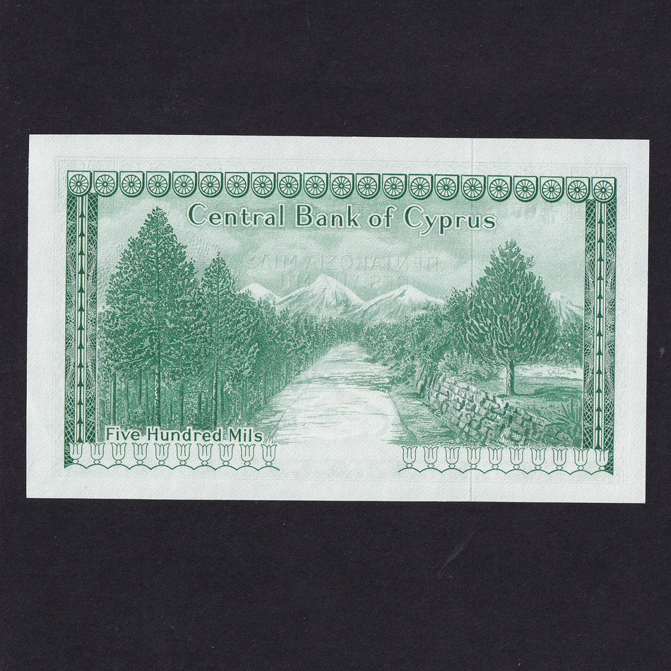 Cyprus (P42d) 500 Mills, 1st December 1969, E19 090847, UNC