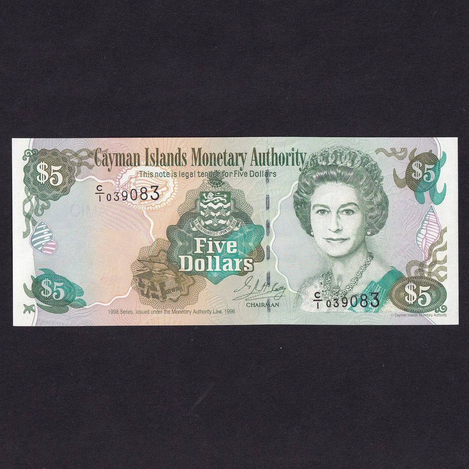 Cayman Islands (P22) $5, QEII, 1998, C/1 039083, UNC