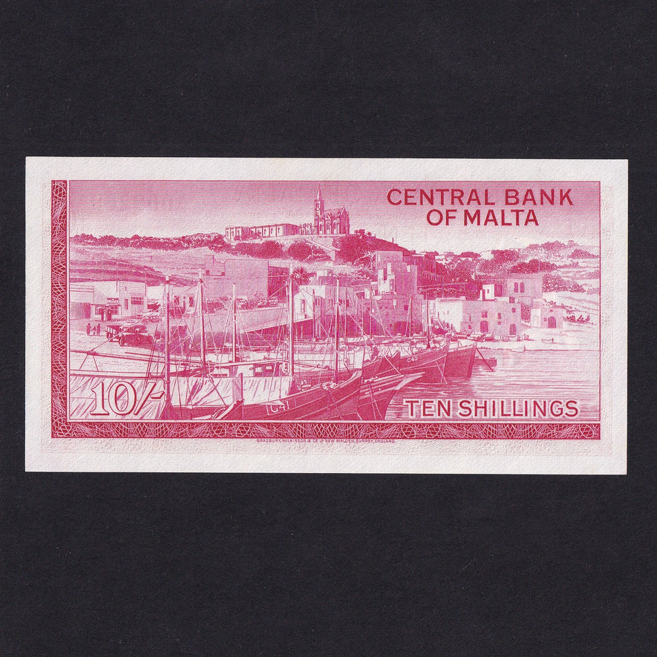 Malta (P28) 10 Shillings, A/1 002260, QEII, UNC