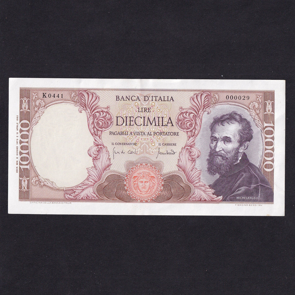 Italy (P97e) 10,000 Lire, 1970, Carli/ Lombardo, Good EF