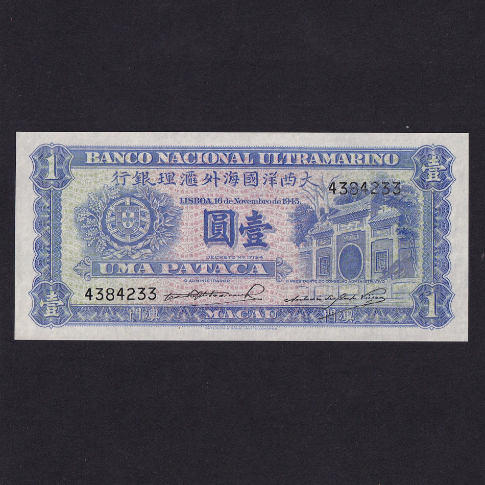 Macau (P28) 1 Pataca, 16th November 1945, 4384233, UNC