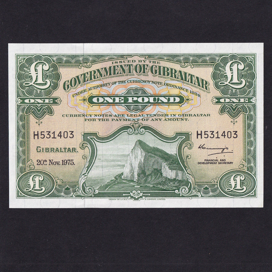 Gibraltar (P18c) £1, 20th November 1975, H531403, UNC