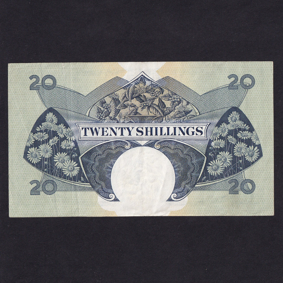 East Africa (P39) 20 Shillings, QEII, 4 signatures, P13 05626, Good VF/EF