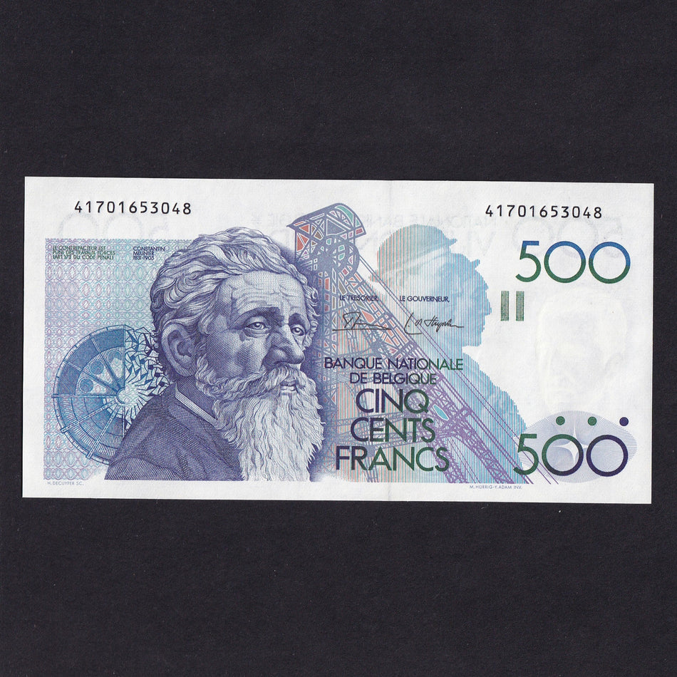 Belgium (P143a) 500 Francs, signatures on reverse, Good EF