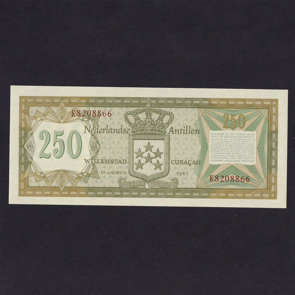 Netherlands Antilles (P13a) 250 Gulden, 1967, K8208866, UNC
