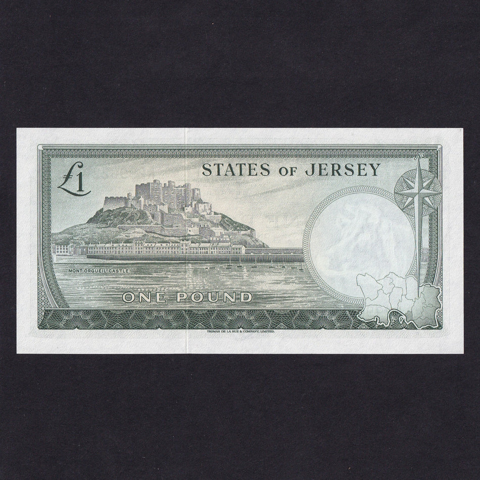 Jersey (P.8a) £1, QEII, Clennett signature, K299622, UNC