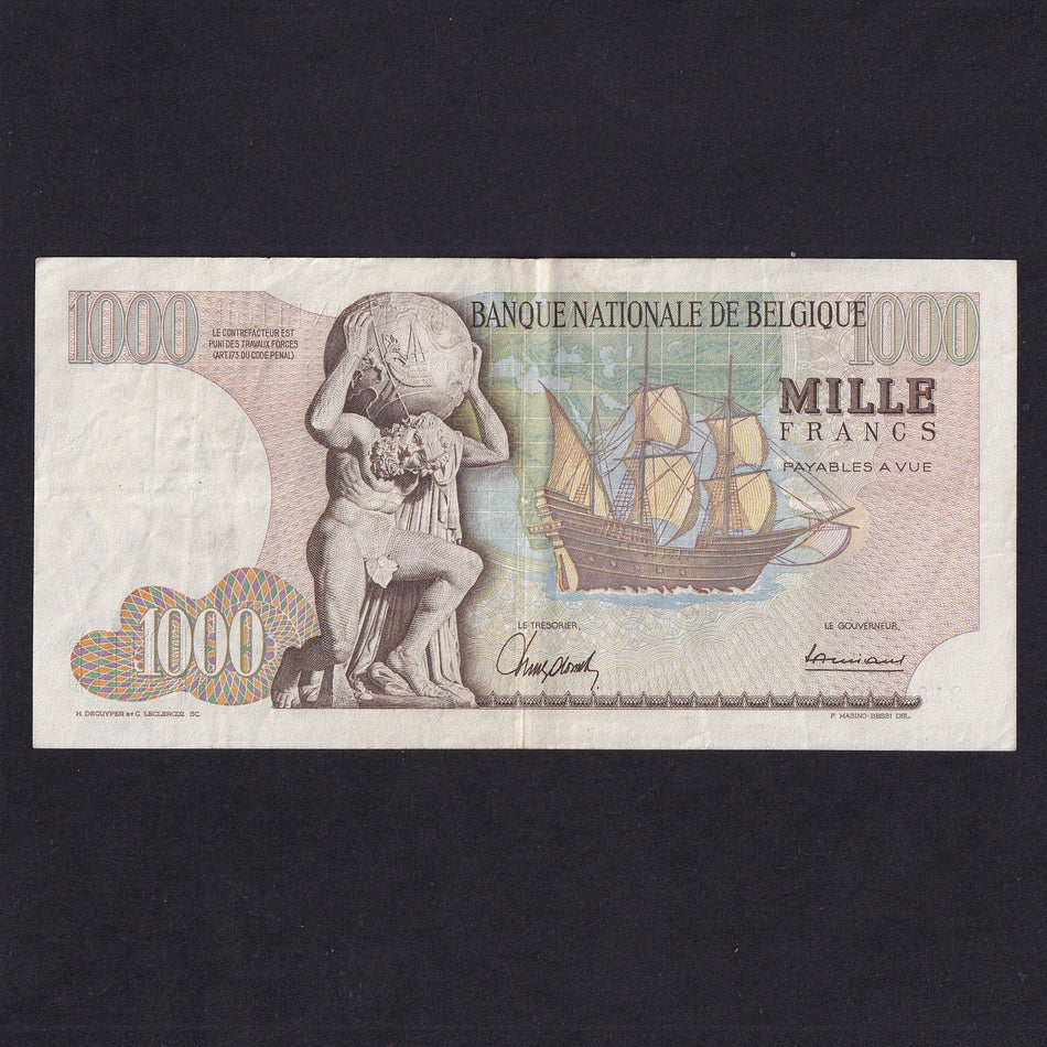 Belgium (P136b) 1000 Francs, 1967, Fine